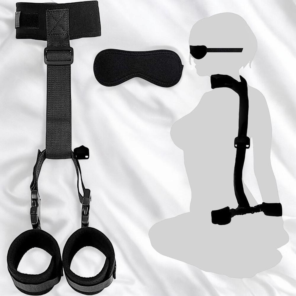 Soft Collar-to-Wrist Restraint and Blindfold Set